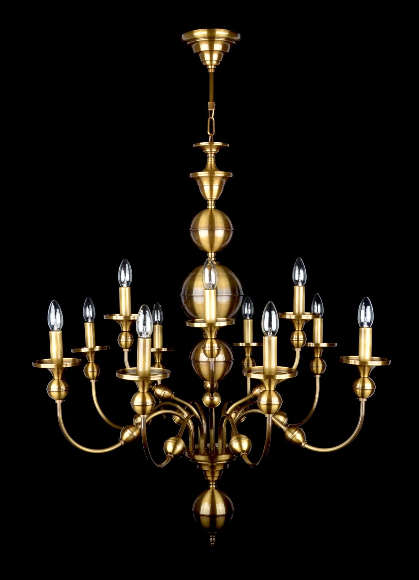 OSLO 8+4-arm metal chandelier — Antique brass 