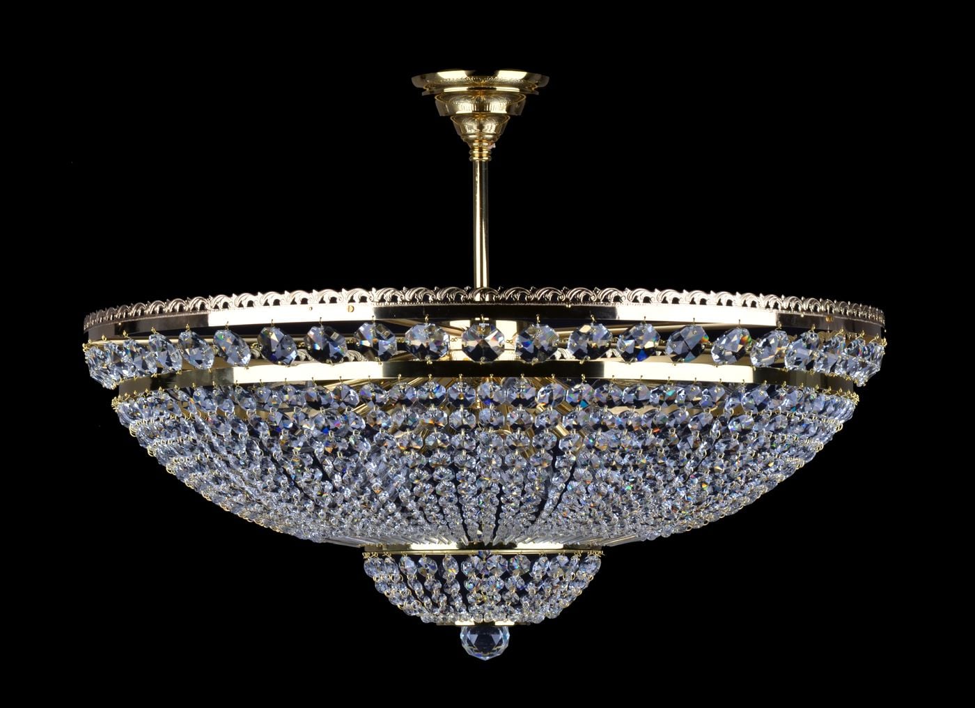 RENO grand lustre corbeille à 15 lumières et pampilles en pierre