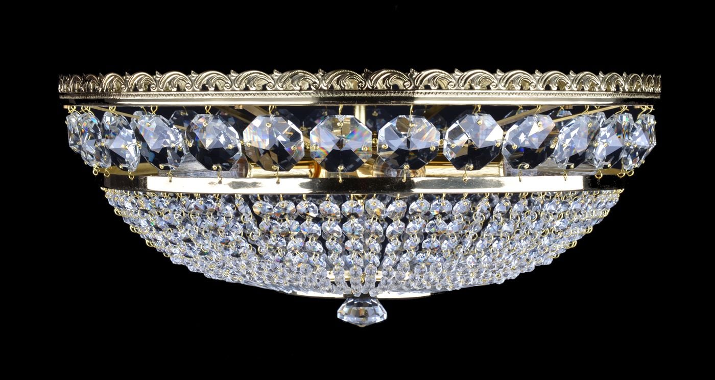 RENO lustre à 6 lumières et pampilles de verre en pierre, à fixer au plafond