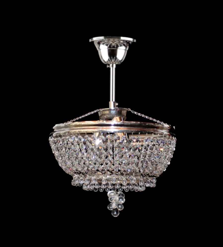 TAMPA lampadario a 3 luci e con perle delicate — Nichel lucido
