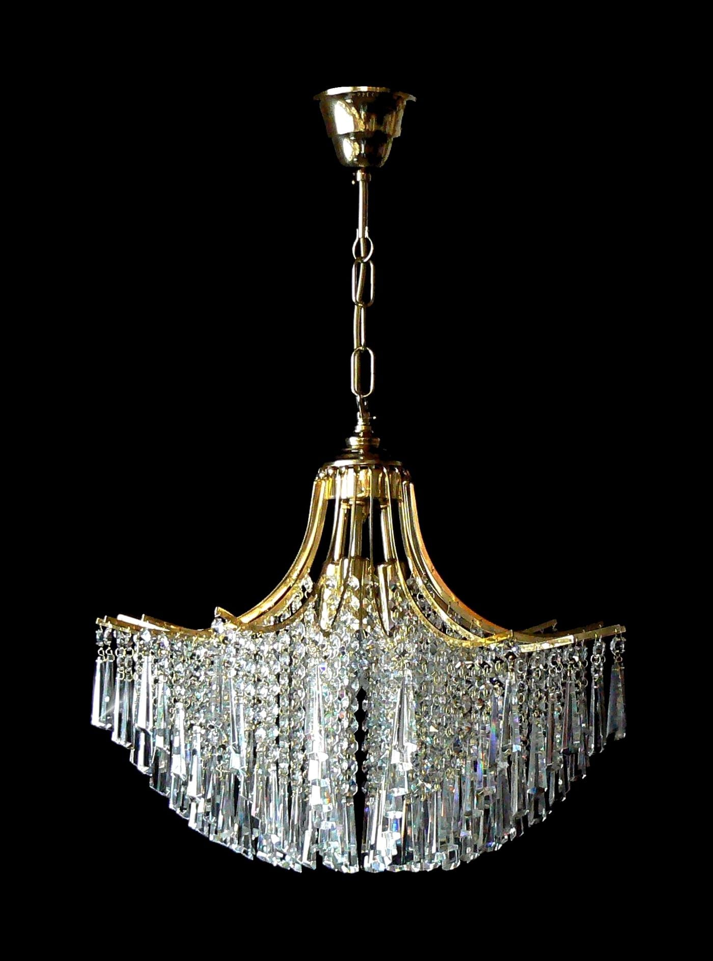 PORTLAND lampadario a cesto a 3 luci e gocce a pietra — Ottone lucido