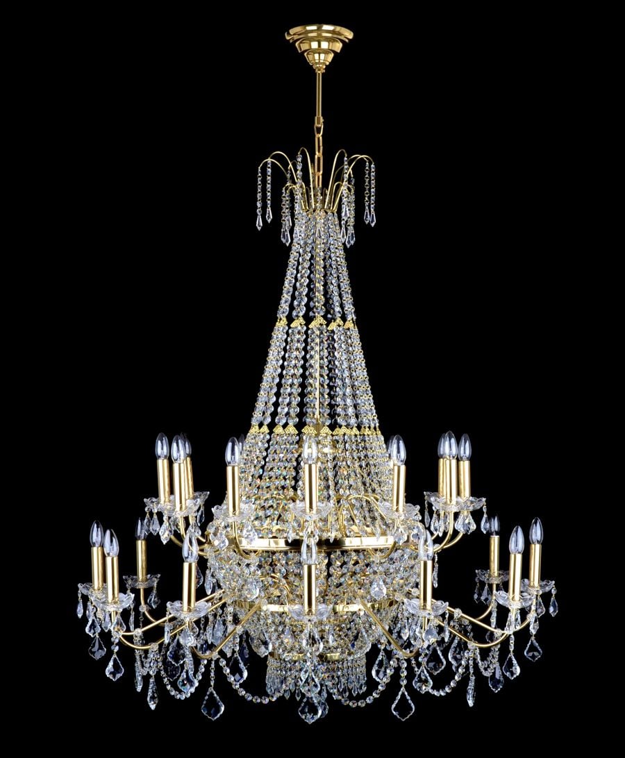 NANCY chandelier with 24 bulbs and metal arms in two tiers