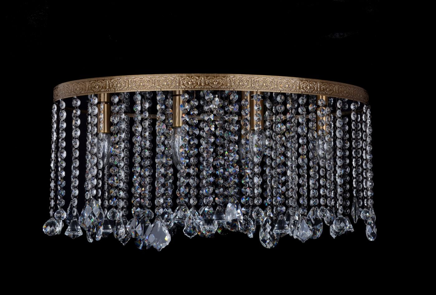 DIJON lustre moderne ovale à 6 lumières — Laiton vieilli