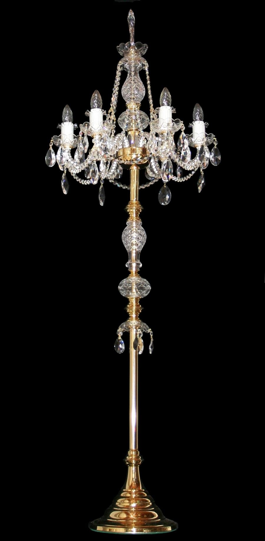 ROYAL lampadar cu 6 brațe din sticlă și bogat decorată cu pandantive