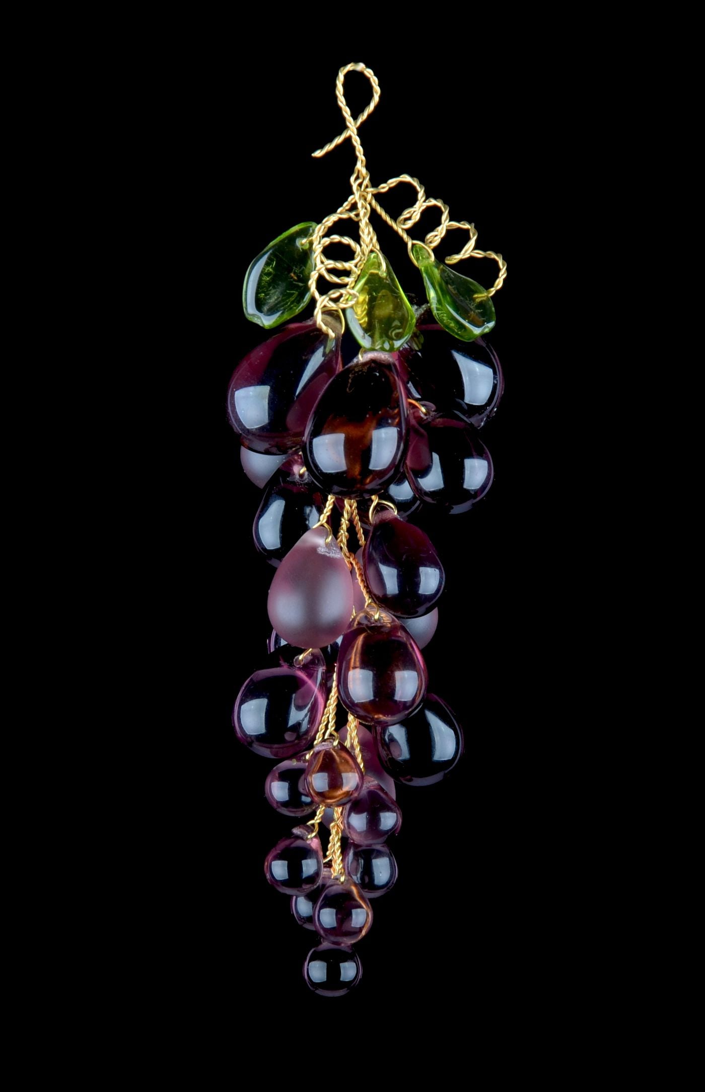 Decorative glass grape cluster - amethyst