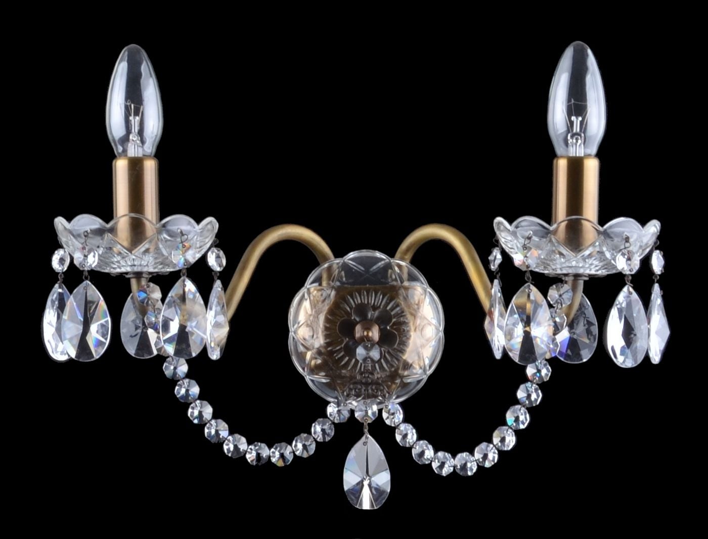 VENICE zweiflammige Wandleuchte mit 2 Metallarmen und mandelförmigem Behang