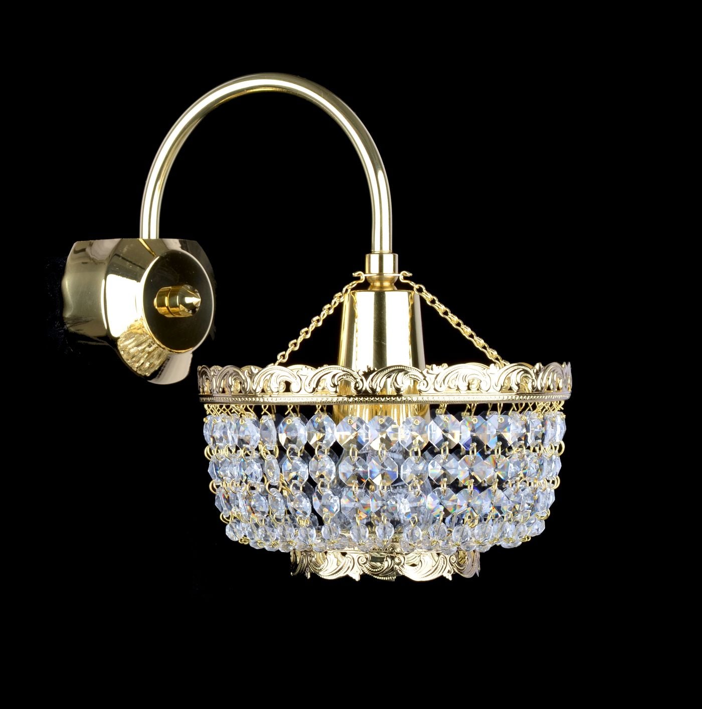 OMAHA wall lamp with 1 bulb with a single basket — Polished brass