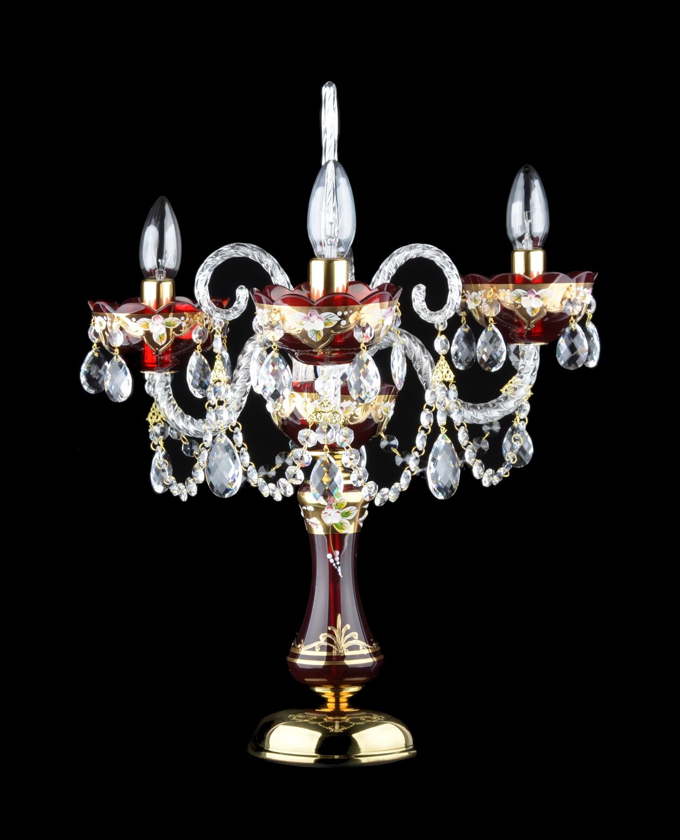 SAPPHIRE smaltovaná sklenená stolná lampa s 3 ramenami