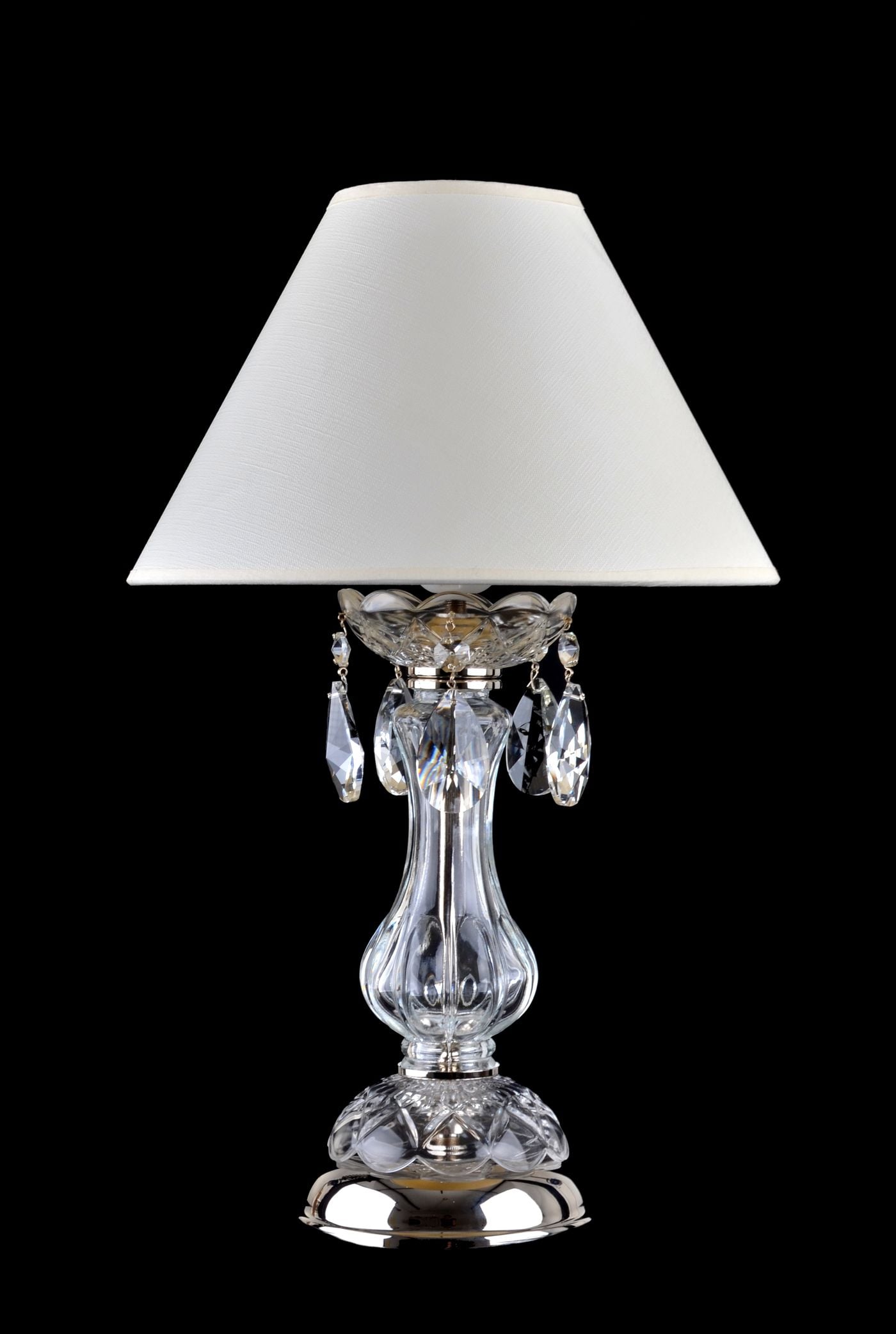 SOFIA glass table lamp with 1 bulb and a fabric shade
