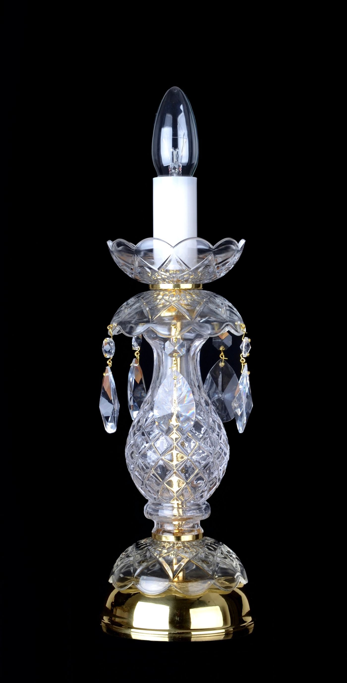 ROMANA glass table lamp with 1 bulb — Polished brass