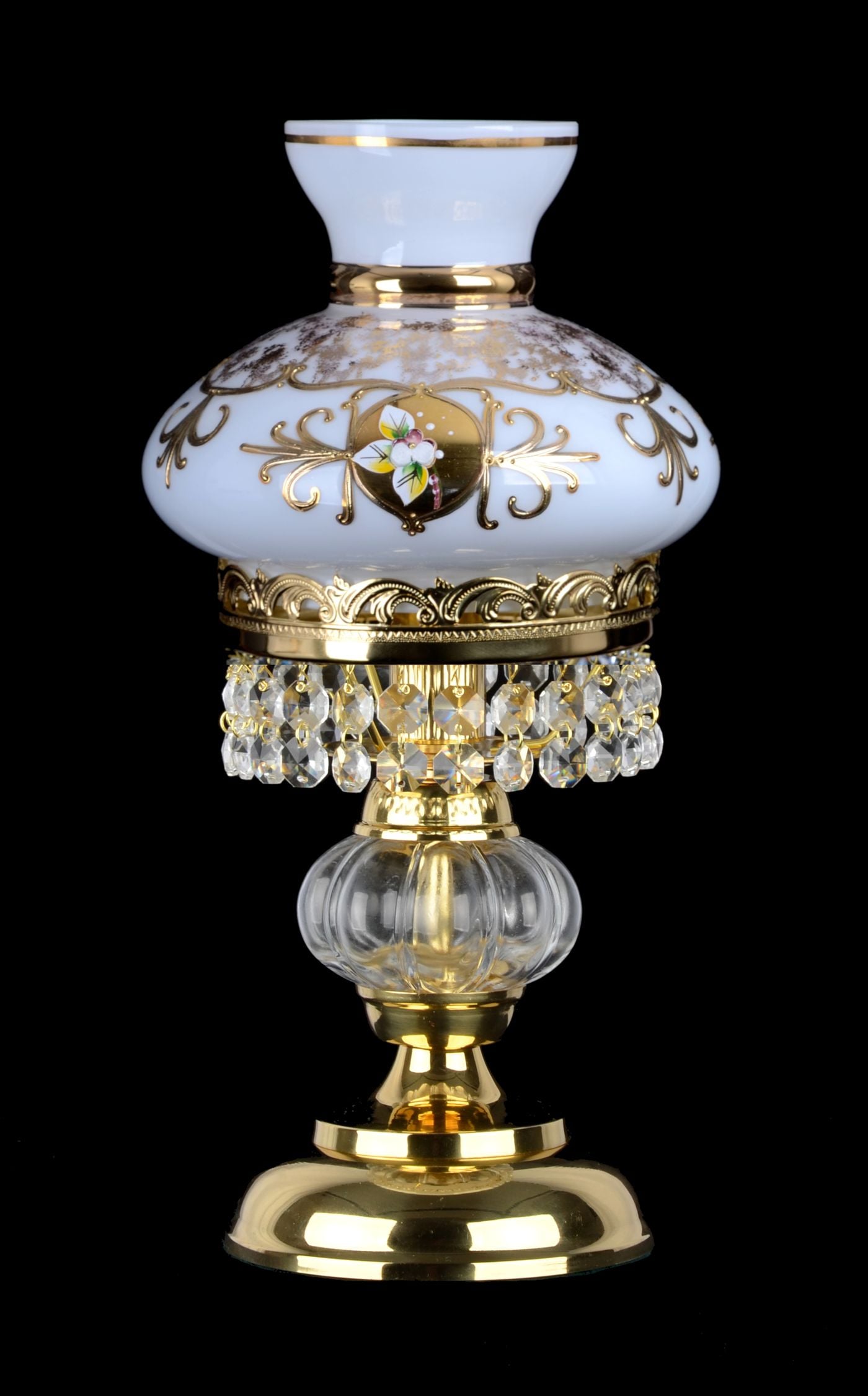 CHATEAU Glas-Tischleuchte mit 1 Leuchtmittel und Blumenmotiv